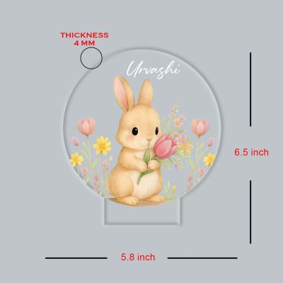 Personalized Cute Rabbit UV Print 3D LED Night Lamp – Warm White Birthday Return Bunny Theme Gift for Kids